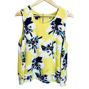 Simply Styled Yellow and Navy Sleeveless Boxy Blouse Women’s